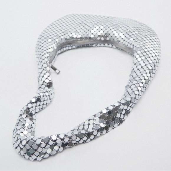 Zara Silver Metallic Mesh Shoulder Bag. NWT. - Picture 13 of 16